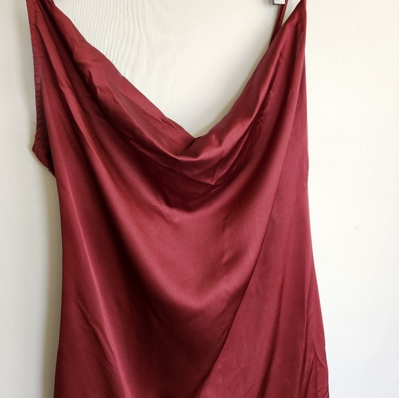 PrettyLittleThing Burgundy Satin Midi Slip Dress size 12 - Picture 7 of 12